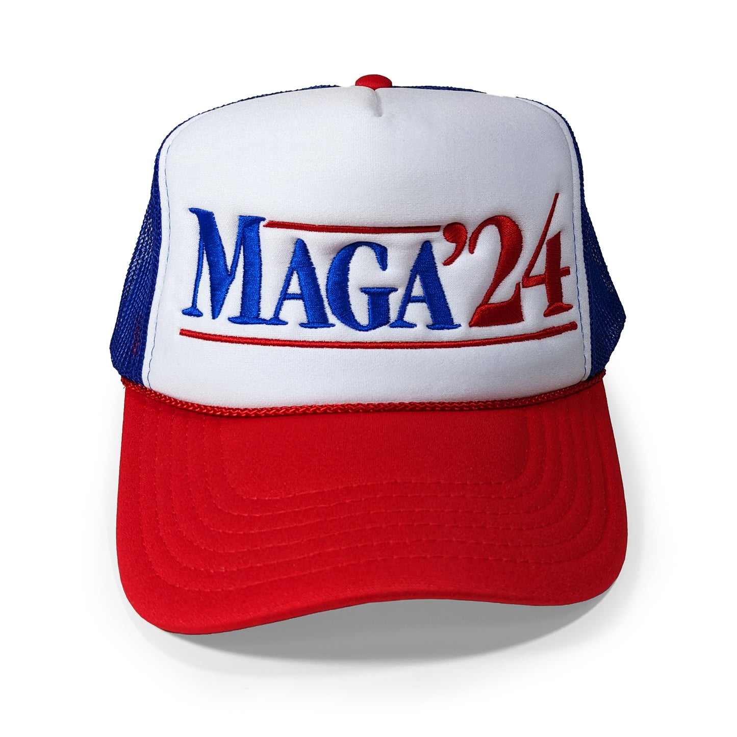 Maga'24 Foam Trucker Hat - White / Royal / Red