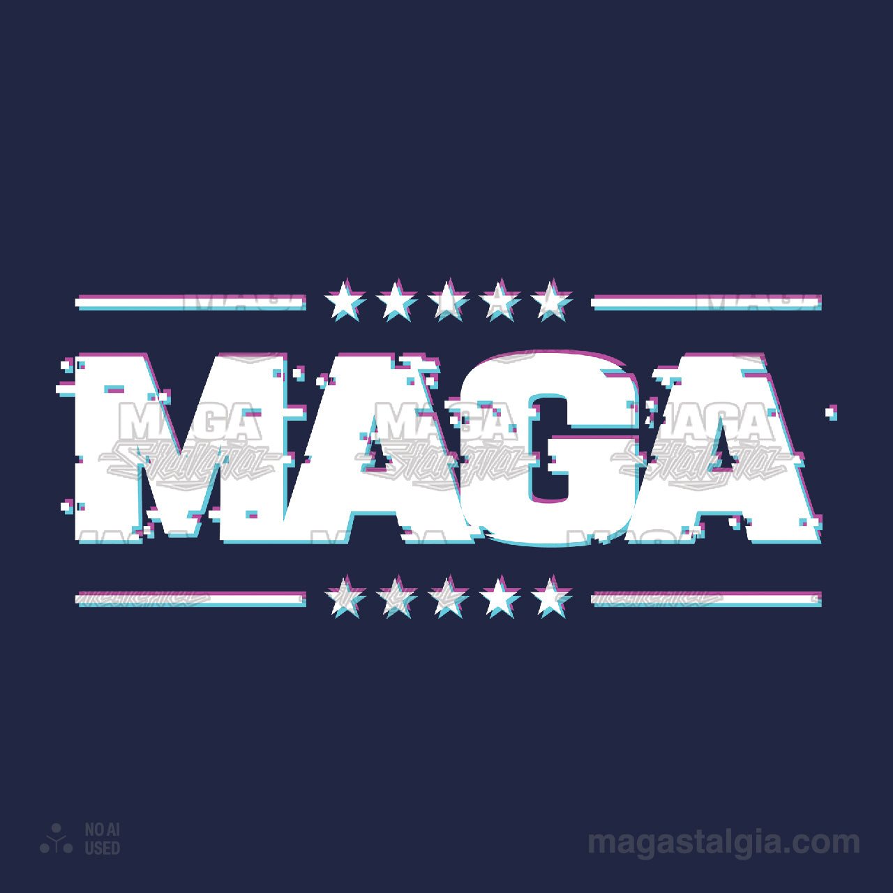 Maga Glitch Logo T-Shirt - Navy