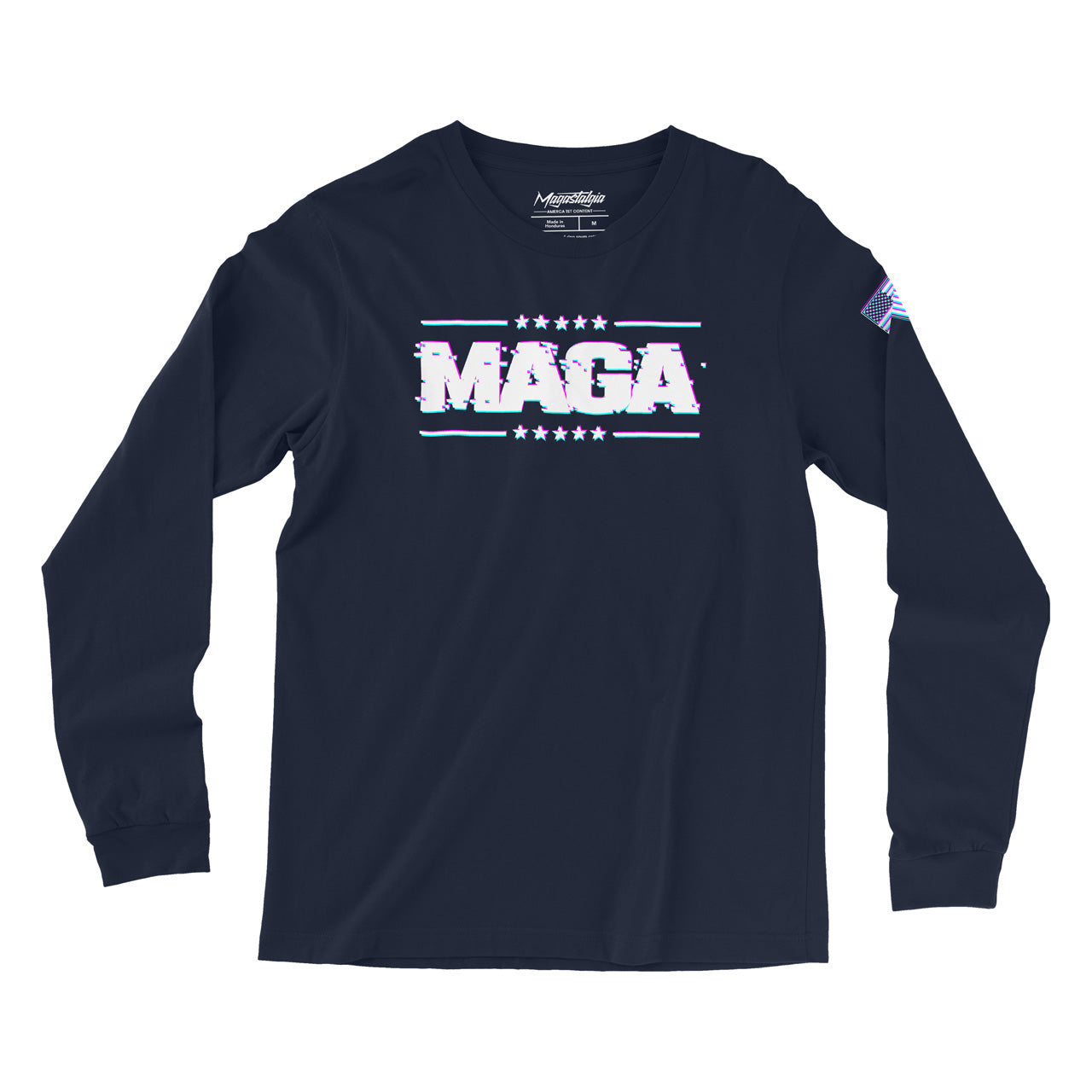 Maga Glitch Logo Long Sleeve - Navy